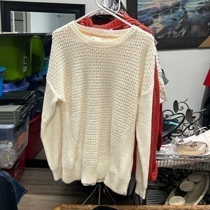 Women’s cream, sweater, size extra large, knit see-through front